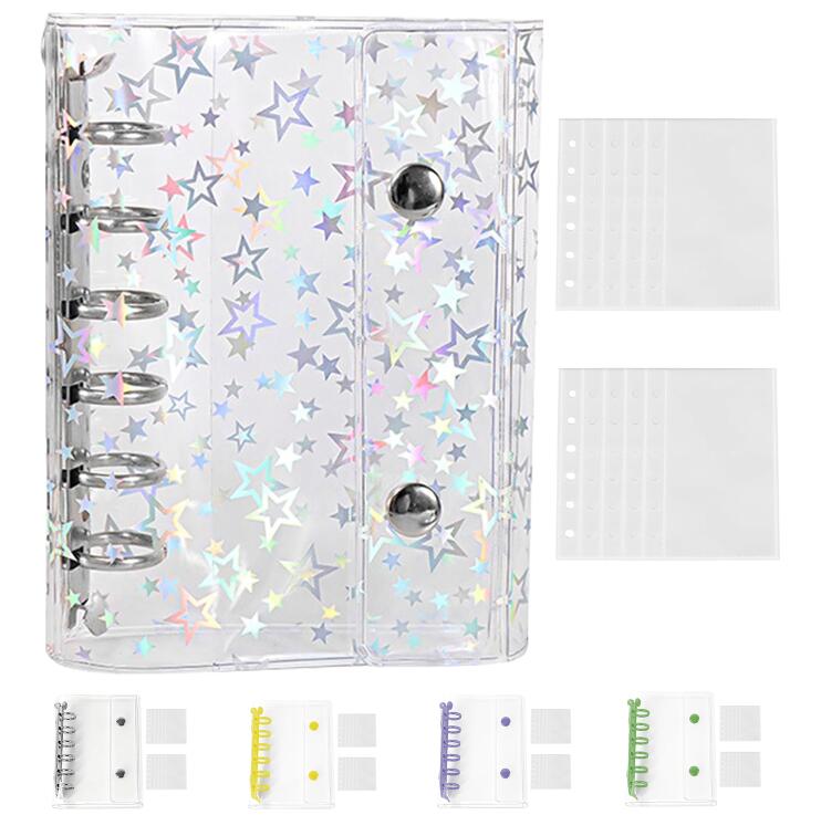 シール帳 透明 A7 女の子 はがせる リフィル10枚付 3層構造 バインダー 手帳 クリアバインダー 6穴 マ..