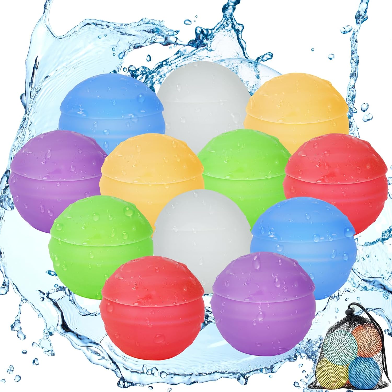 スプラッシュボール プールおもちゃ 水遊びグッズ 繰り返し使える水風船 大量 シリコン製 安全 柔らかい 痛みなし 外遊び玩具 お風呂玩具 水風船合戦 夏祭り ...