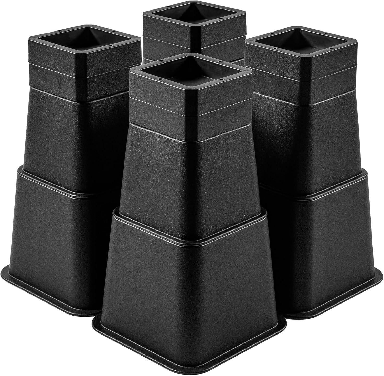 継ぎ脚 高さ調整脚 継足 9Way 8cm 12.8cm 20.5cm 18.2cm 25.2cmなど調整可能 底上げ 延長脚 アジャスター ベッド・テーブル・ソファ・机・こたつ 高さを上げる足 テーブル脚台 多段階 高さ調節脚 暖房器具 台形 ブラック (耐荷重1000kg) 9段階の高さ調整が可能