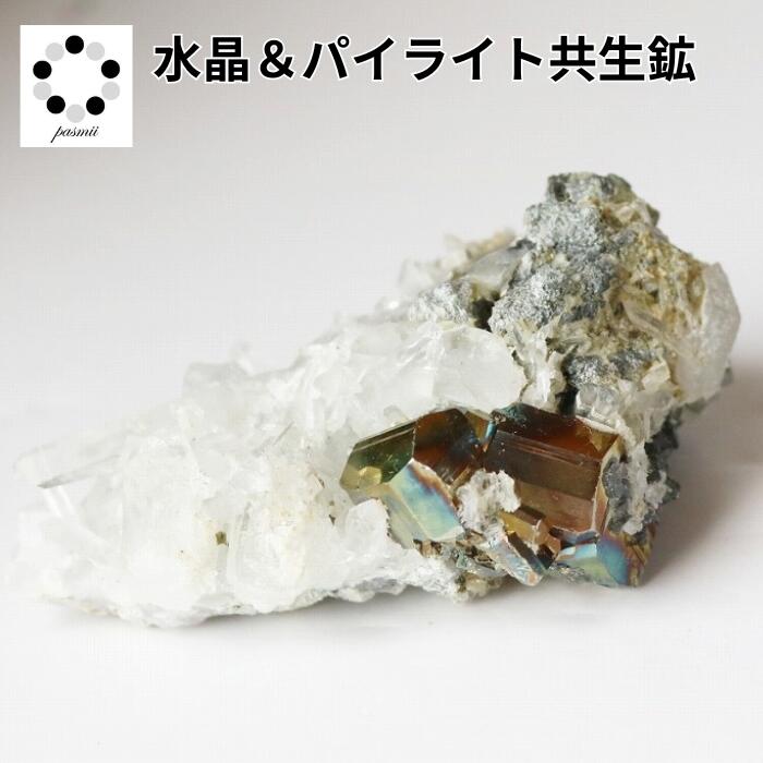 水晶 パイライト共生鉱 現物 原石 90g 天然石 1点もの パワーストーン イ...