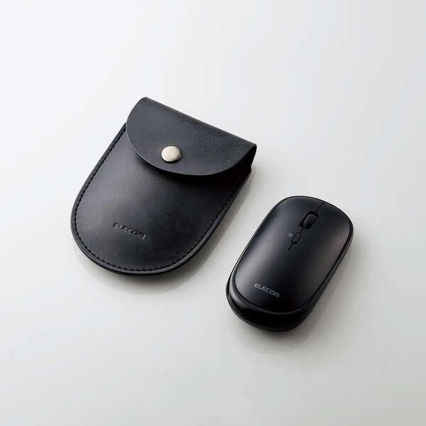 【即納】エレコム BlueLEDマウス/薄型/Bluetooth対応/4ボタン/ポーチ付/ブラック