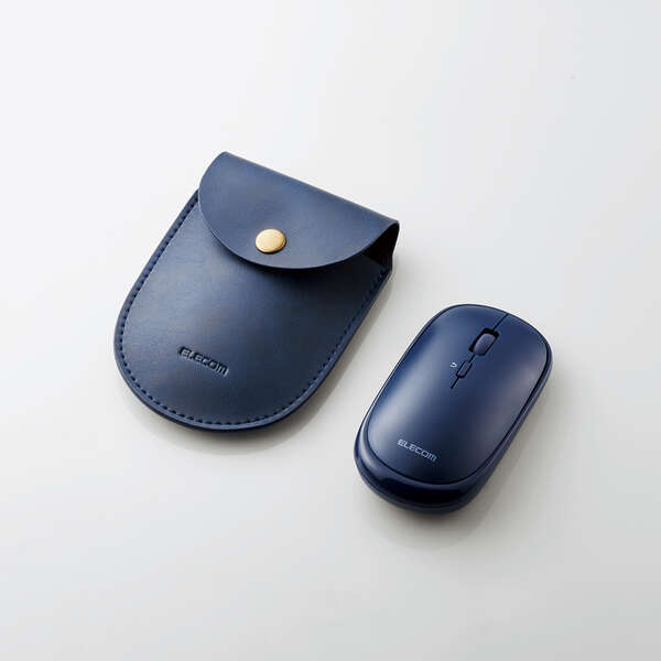 【あす楽】エレコム BlueLEDマウス/薄型/Bluetooth対応/4ボタン/ポーチ付/ブルー
