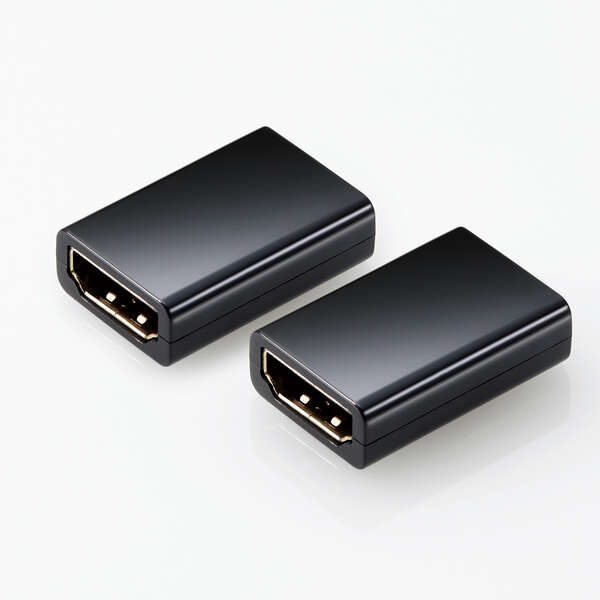 エレコム HDMI アダプタ 延長 金メッキ 4K 60p スリムタイプ 2個入 EU RoHS指令準拠 ブラック