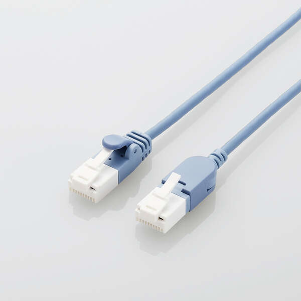乐天商城 - エレコム LANケーブル Cat6A スイングコネクタ 左右90°回転 爪折れ防止 スリムケーブル(直径3.5mm) RoHS 5m ブルー
