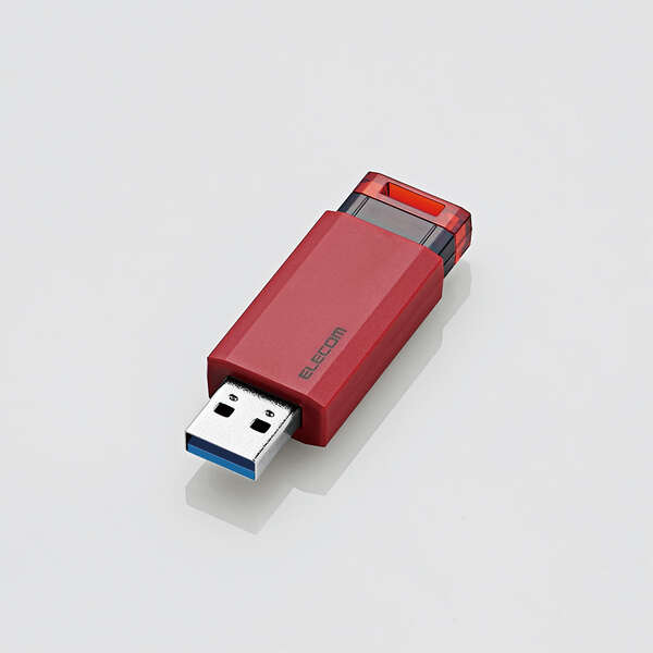 【あす楽】エレコム USBメモリ 128GB USB3.1(Gen1)対応 ノック式 ストラップホール付 レッド