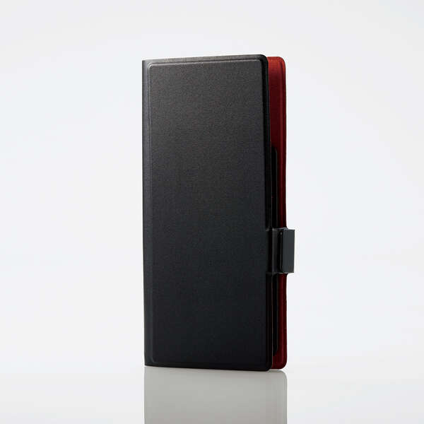 【即納】エレコム スマホケース 汎用 マルチケース Lサイズ レザー 手帳型 マグネット開閉 スライド式 スタンド機能 薄型 軽量 ストラップホール付 ブラック