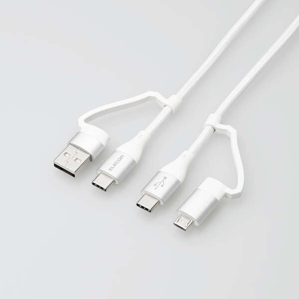 【即納】エレコム エレコム 4in1 充電ケーブル ( USB Type C + USB A to USB Type C + microUSB ) PD 60W...