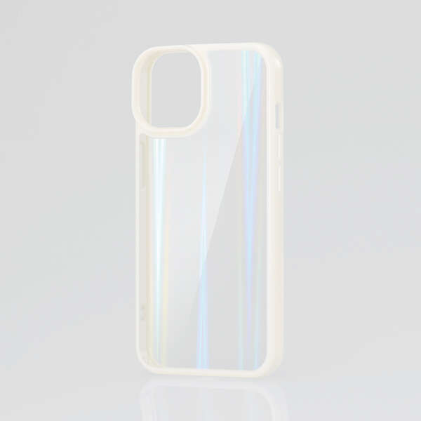 【即納】エレコム iPhone 14 / 13 ケース カバー ハイブリッド 耐衝撃 衝撃吸収 カメラ周り保護 ストラップホール付 オーロラ 指紋軽減 高透明 キラキラ ホワイト