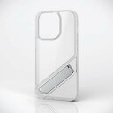 【即納】エレコム iPhone 14 Pro ケース カバー ハイブリッド 超衝撃吸収 スタンド機能付(縦・横置き) 背面マットクリア 指紋軽減 シルキークリア