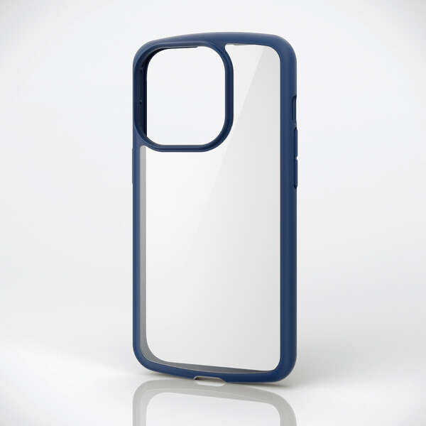 【即納】エレコム iPhone 14 Pro ケース カバー ハイブリッド 耐衝撃 衝撃吸収 軽量 薄型 ストラップホール付 背面クリア TOUGH SLIM ネイビー