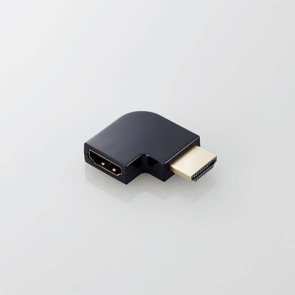 エレコム HDMI 変換 アダプタ L字 右向き 90度 オスメス変換 HDMIケーブル 延長 コネクタ 4K 60p 金メッキ RoHS指令準拠 ブラック