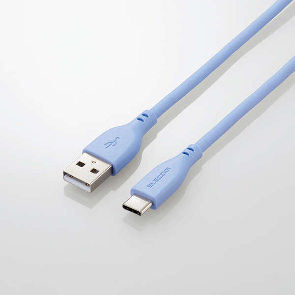 エレコム タイプC ケーブル USB A to Type C 1m 断線しにくい シリコン素材 【 Galaxy Xperia AQUOS その他 Android スマホ タブレット 等対応 】 ゼニスブルー