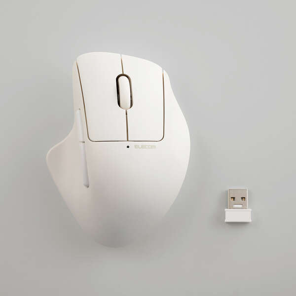 【即納】エレコム 無線 2.4GHz マウス 静音 ワイヤレス 7ボタン チルトホイール付 エルゴノミクス 【 Windows 11 Mac Chrome 対応 】 抗菌 Mサイズ SHELLPHA ホワイト