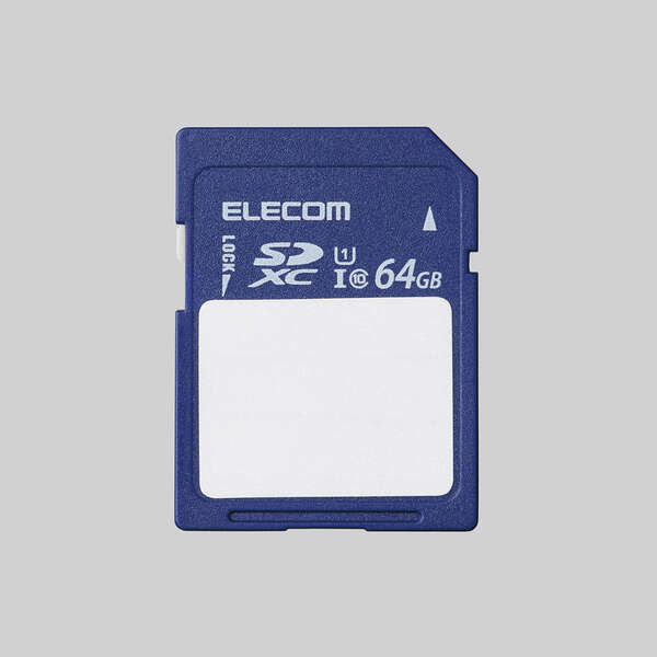 【あす楽】エレコム SDカード SDXC 64GB Class10 UHS-I U1 80MB/s ラベル SDカードケース付き