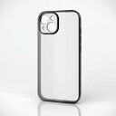 エレコム iPhone 15 用 ケース ソフト カバー カメラレンズ保護設計 ストラップホール付 メタリック加工 背面クリア 極限設計 メタリックブラック