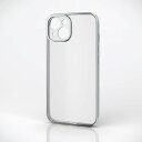 エレコム iPhone 15 用 ケース ソフト カバー カメラレンズ保護設計 ストラップホール付 メタリック加工 背面クリア 極限設計 プラチナシルバー