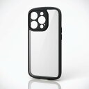 エレコム iPhone 15 Pro 用 ケース ハイブリッド カバー 耐衝撃 軽量 薄型 カメラレンズ保護設計 ストラップホール付 背面クリア TOUGH SLIM LITE 極限保護 ブラック