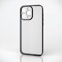 エレコム iPhone 15 Pro Max 用 ケース ソフト カバー カメラレンズ保護設計 ストラップホール付 メタリック加工 背面クリア 極限設計 メタリックブラック