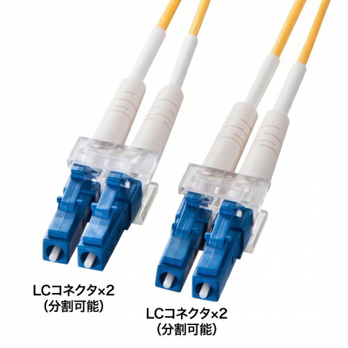 【即納】サンワサプライ メガネ型光ファイバケーブル（シングル8.6μm、LC×2-LC×2、20m）