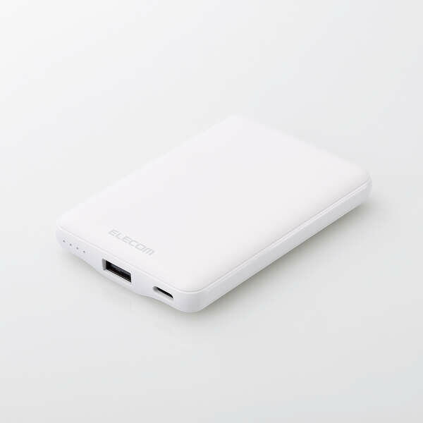 【あす楽】エレコム モバイルバッテリー 5000mAh 軽量 小型 最大15W 入出力( USB Type-C ×1) 出力( USB-A ×1) 【 iPhone iPad Android 各種対応 】 C-Aケーブル付属 ホワイト