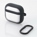 【即納】エレコム AirPods 4 ケース 用 耐衝撃 カバー 【 ワイヤレス / MagSafe 充電対応 】 衝撃吸収 落下防止 カラビナ付 TOUGH SLIM LITE ブラック