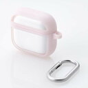 【即納】エレコム AirPods 4 ケース 用 耐衝撃 カバー 【 ワイヤレス / MagSafe 充電対応 】 衝撃吸収 落下防止 カラビナ付 TOUGH SLIM LITE ピンク
