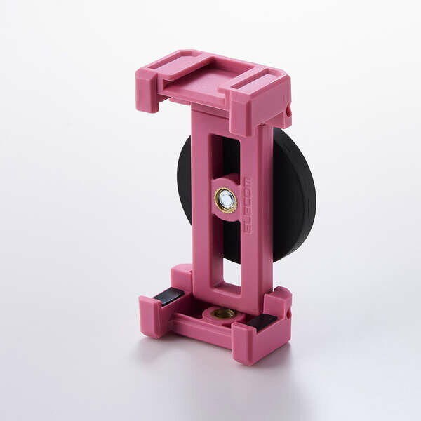 【即納】エレコム スマホスタンド マグネット ホルダー 壁 固定 強力磁石 360度回転 ( 自撮り / 動画撮影 ) 折り畳み式 薄型 1/4ネジ対応 【 4.6~6.9インチ iPhone Android ピンク