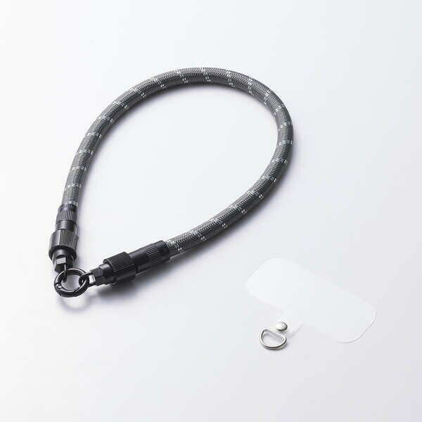 【即納】エレコム スマホストラップ ケーブル 2in1 ( ハンドストラップ / 充電ケーブル ) USB Type-C to C 30cm PD 60W 急速充電 落下 紛失防止 ブラックストライプ