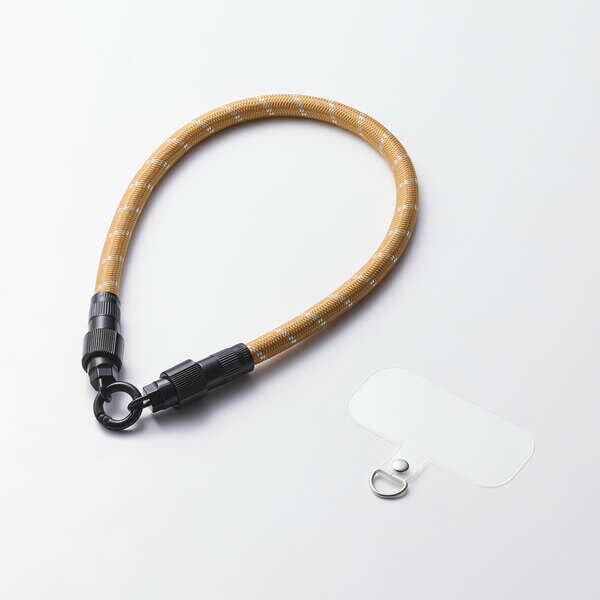 【即納】エレコム スマホストラップ ケーブル 2in1 ( ハンドストラップ / 充電ケーブル ) USB Type-C to C 30cm PD 60W 急速充電 落下 紛失防止 イエローベージュストライプ