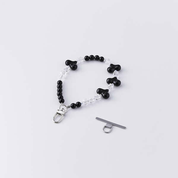 【即納】エレコム スマホストラップ ハートビーズ ハンドストラップ 手首 落下防止 かわいい おしゃれ ストラップホルダーシート付き iPhone/Android対応 携帯ストラップ ブラック