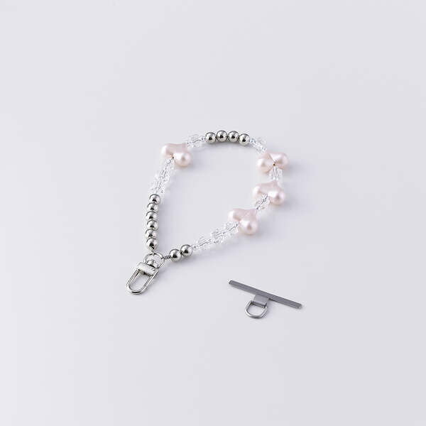 【即納】エレコム スマホストラップ ハートビーズ ハンドストラップ 手首 落下防止 かわいい おしゃれ ストラップホルダーシート付き iPhone/Android対応 携帯ストラップ ピンク