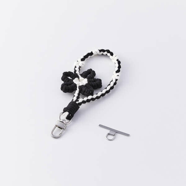 【即納】エレコム スマホストラップ フラワーモチーフ ハンドストラップ 手首 落下防止 軽量 ストラップホルダーシート付き iPhone/Android対応 携帯ストラップ ブラック