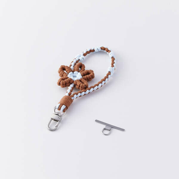 【即納】エレコム スマホストラップ フラワーモチーフ ハンドストラップ 手首 落下防止 軽量 ストラップホルダーシート付き iPhone/Android対応 携帯ストラップ ブラウン