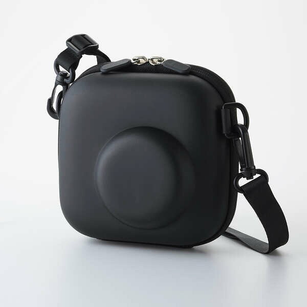 【即納】エレコム チェキケース instax miniシリーズ対応 カメラケース 写真収納ポケット付き ストラップ付 ブラック