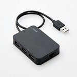 エレコム USB2.0 LANアダプター USBハブ付 [EDC-FUA2H-B]