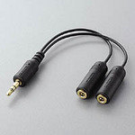 【即納】エレコム 音声分配ケーブル(3.5φステレオミニプラグ×2⇔3.5φステレオミニプラグ)/77mm/ブラック [IPC-AS/BK]|| ELECOM