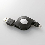 エレコム 巻取り式USBminiBケーブル 1.5m [USB-RLM515]|| ELECOM