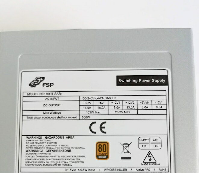 ����ťѡ��ġ�FSP 300W TFX�Ÿ���˥å� 300T-SAB1 80PLUS BRONZE 1����ư���ݾ��դ�