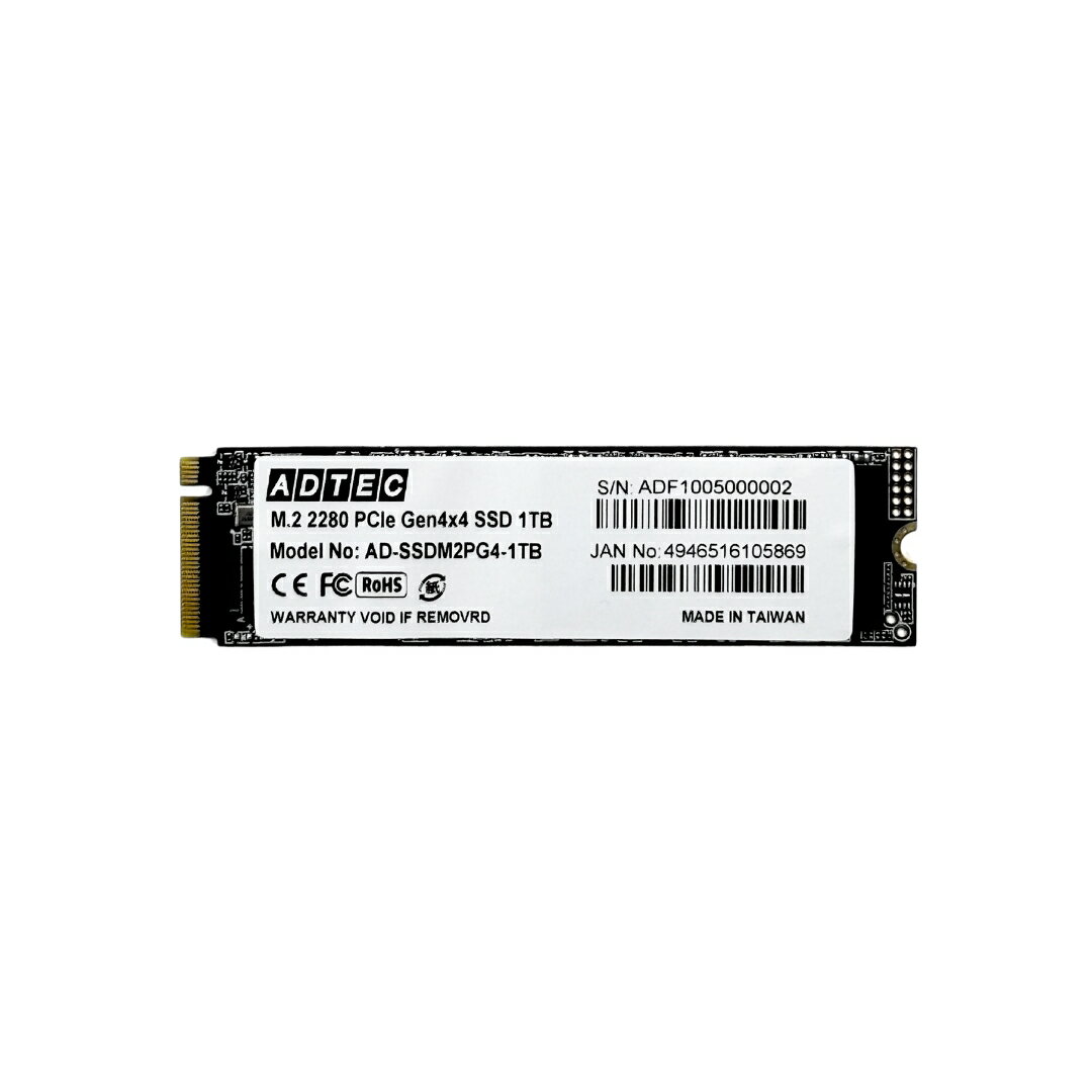 【未使用/未開封品】アドテック M.2 NVMe SSD 1TB AD-SSDM2PG4-1TB 3D NAND PCIe Gen4×4(2280) 小型宅配便...