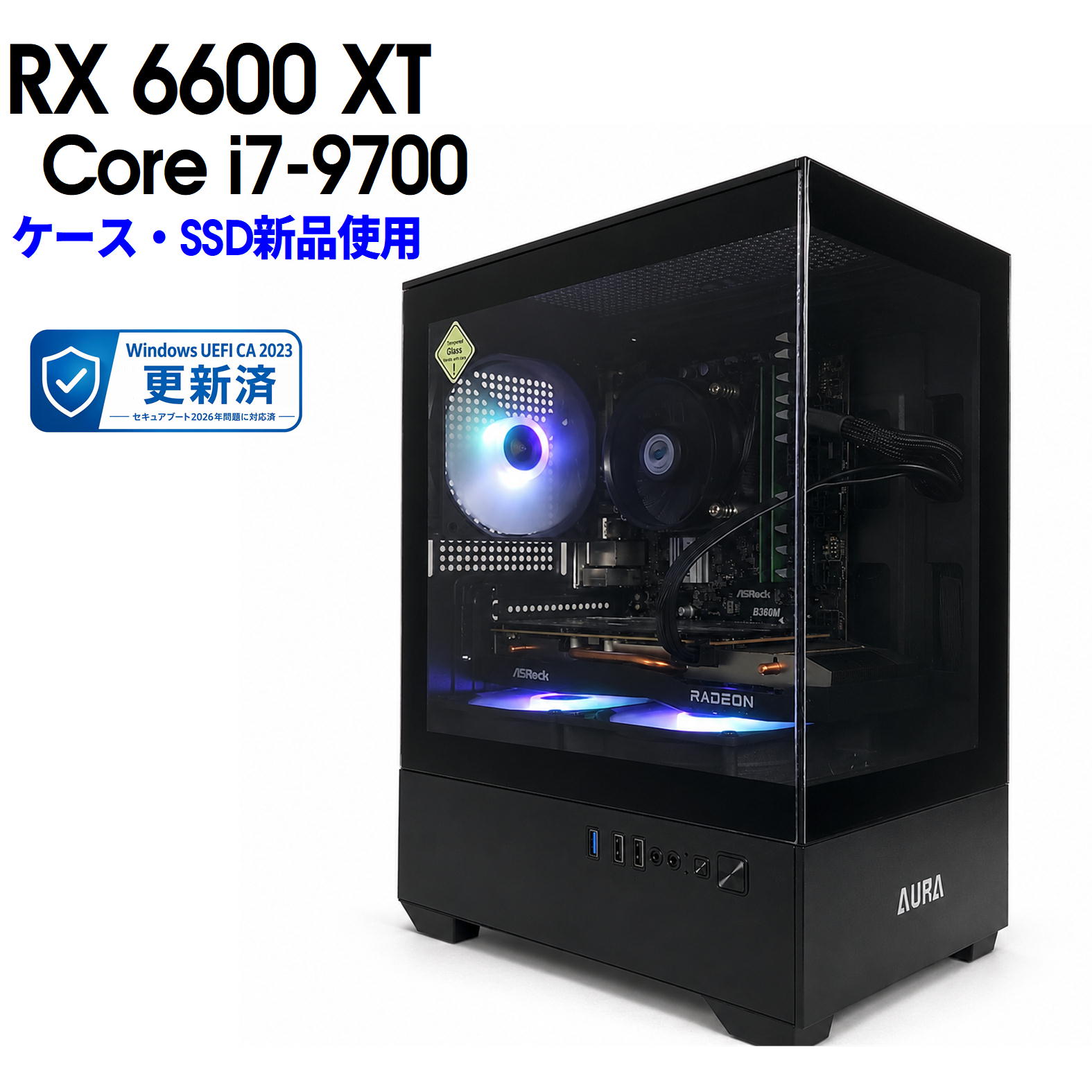Lenovo - 【中古ゲーミングPC】新品ケース・新品SSD使用 / Radeon RX 6600 XT / Core i7-9700 / 16GB / M.2 SSD 480GB + HDD 1TB / Windows11