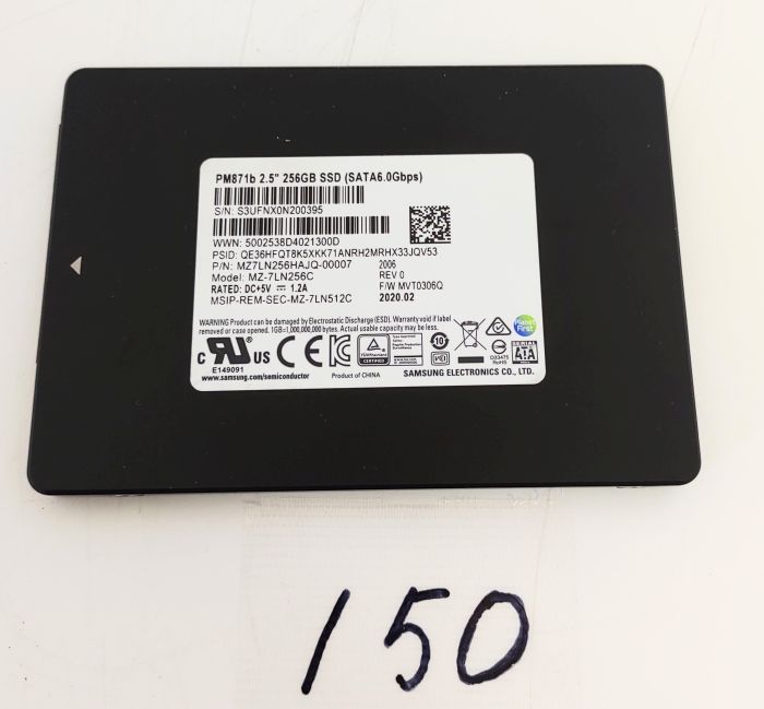 【中古パーツ】2.5インチ SSD 256GB　SAMSUNG　MZ-7LN256C　SATA3 メール便送料無料　1週間動作保証