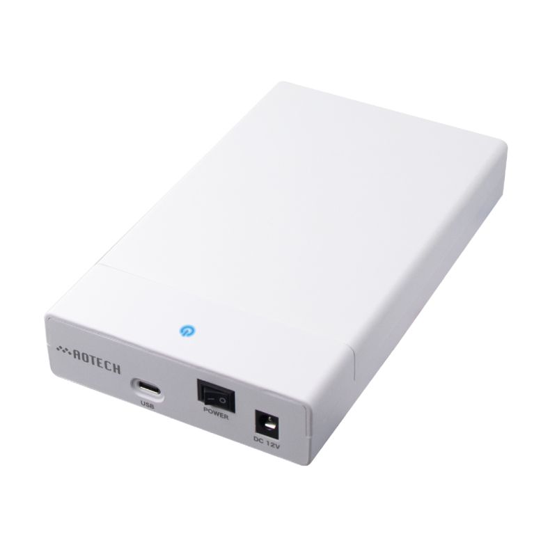 AOTECH AOK-35CASE-SLU3W 3.5インチ SATA HDDケース USB3.2 Gen1 Type-C対応 工具不要 ホワイト 外付けHDDケース - Image 2