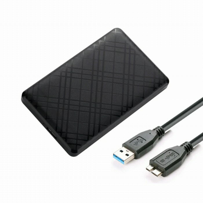 USB3.0対応 外付け 2.5インチ SSD/HDDケース SATA USB2.0/3.0対応 ブラック 外部電源不要 黒 チェック 格子柄【追跡可能メール便送料無料】 E3