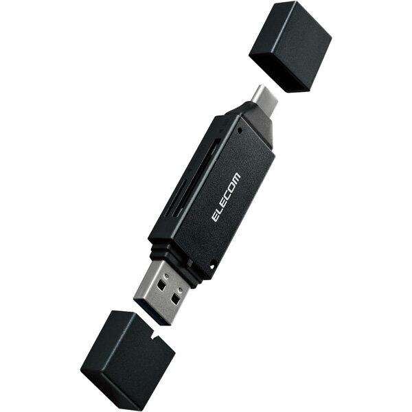 エレコム|ELECOM メモリカードリーダー USB Type-C&USB-A両対応 SD+microSD USB 5Gbps ブラック MR3C-D207BK