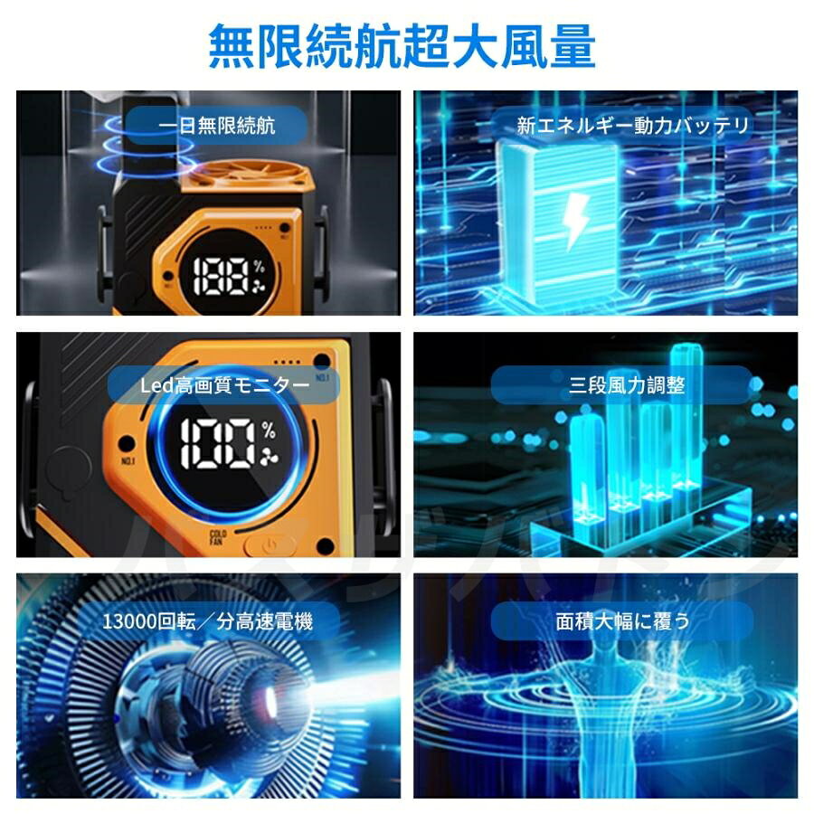 腰掛け扇風機 強力 ベルトファン 携帯扇風機 USB充電式 ストラップ付 ハンズフリー...