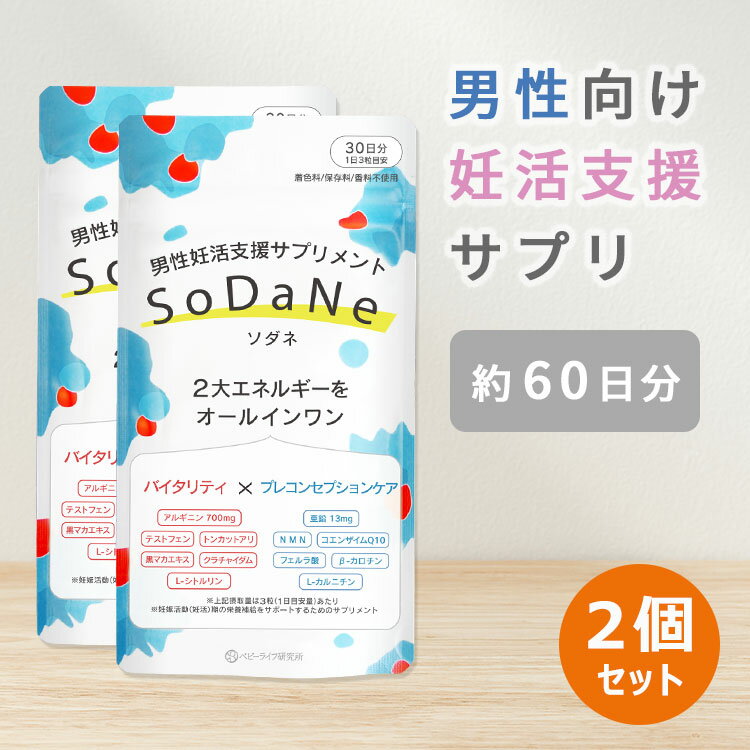 SoDaNe 蘇種 2個セット 男性支援サプリメント（ソダネ サプリメント 男性用サプリ サプリ 妊活 活力 ビタミン エネルギー 60日分 30代 約2か月分）【メール便送料無料 ポイント5倍】【5/22】【DM】