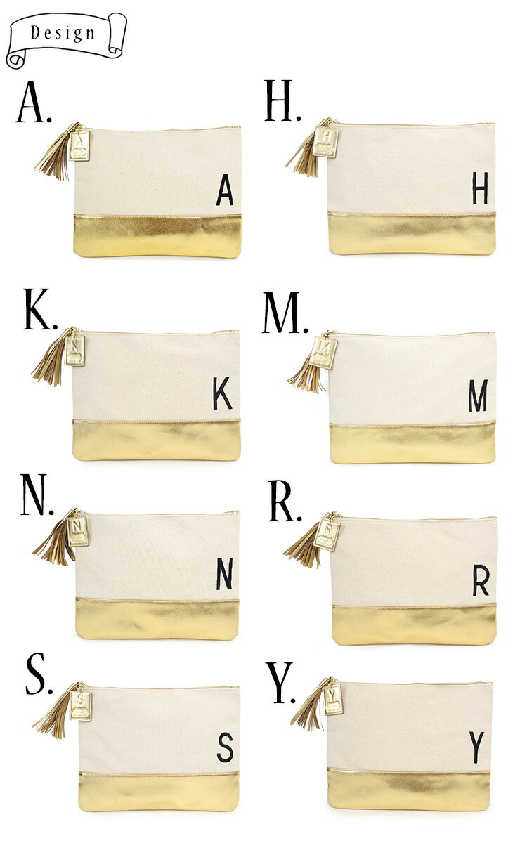 Mud　Pie　Initial　Clutch　with　tassel（mudpie　マッドパイ　クラッチ　ウィズ　タッセル　イニシャル　バッグインバッグ　セレブ　ポーチ　GOLD　9998803）【送料無料　在庫有り】【あす楽】