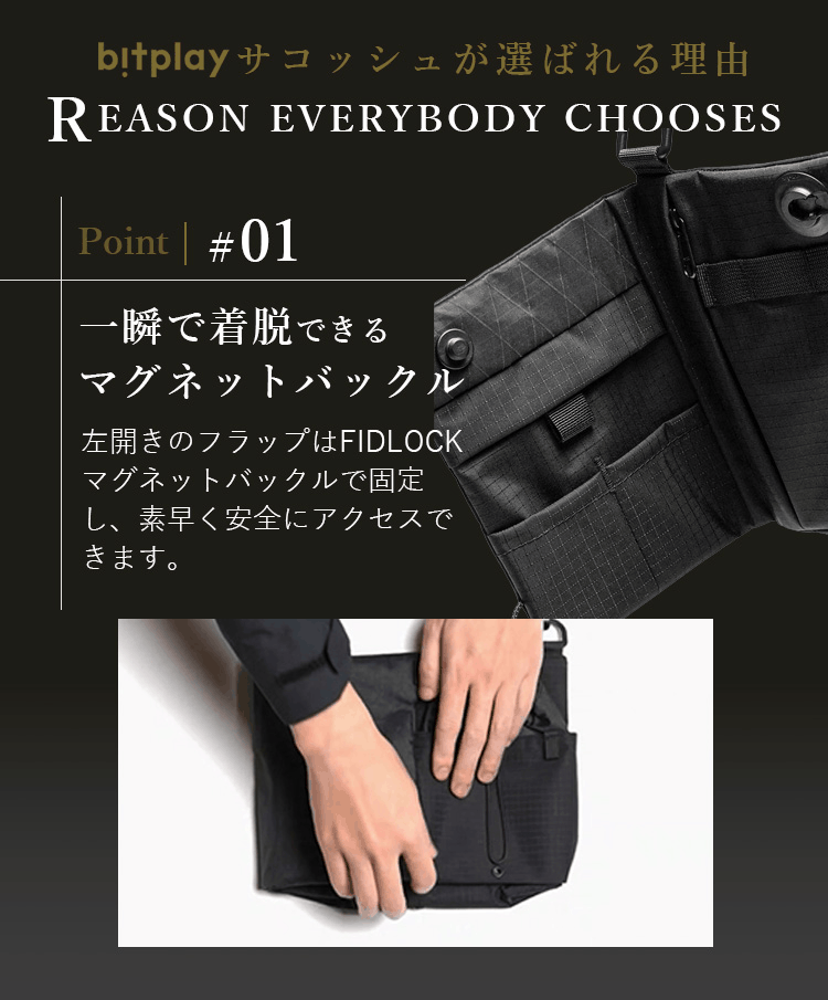 【1200円OFFクーポン】＼楽天1位／ bitplay Black Series 2Lサコッシュ（ドリンクホルダー ビットプレイ サコッシュ ショルダーバッグ ボディバッグ ブラックシリーズ 2L 撥水 防水 収納 軽量 旅行 トラベル アウトドア 斜めがけ IDLOCK）【メール便送料無料】 3