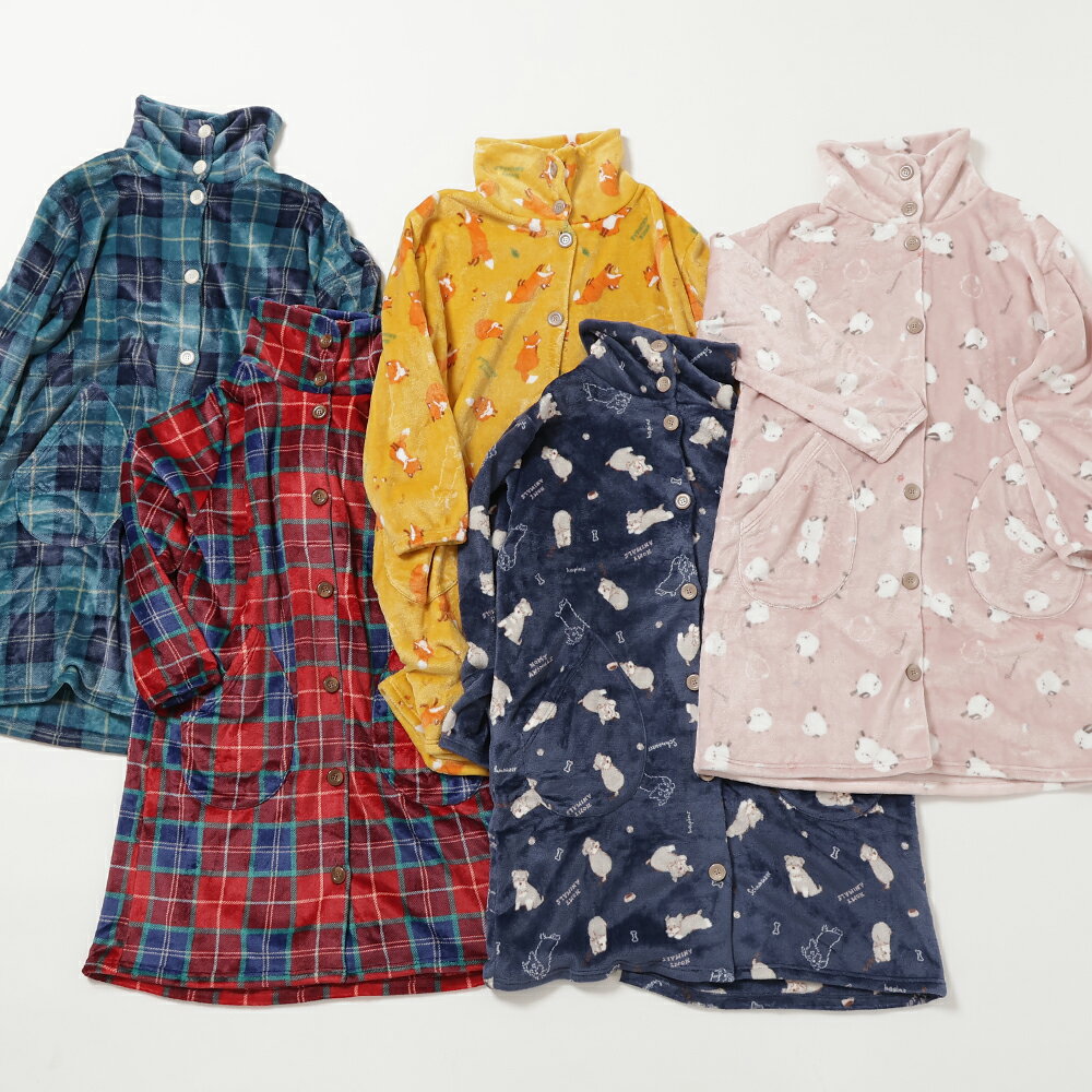 フランネルジャケット 2WAY襟 あったか 冬用 ゆったり シルエット 袖ゴム付き 羽織り 上着 普段着 防寒..