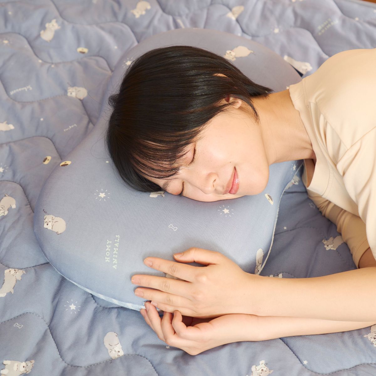 Rakuten - 接触冷感　まくら　枕　ピロー　ひんやり　冷感　低反発　35×50　カバー取り外し可　カバー洗濯可　ネイビー　フィット感　寝具　おしゃれ　かわいい アニマル いぬ シュナウザー　ハピンズ